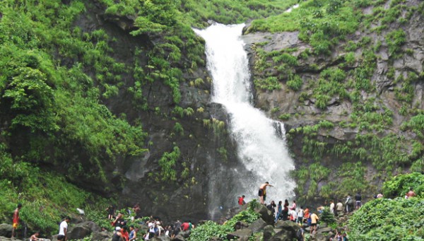 Water flowing over stones at Solanpada