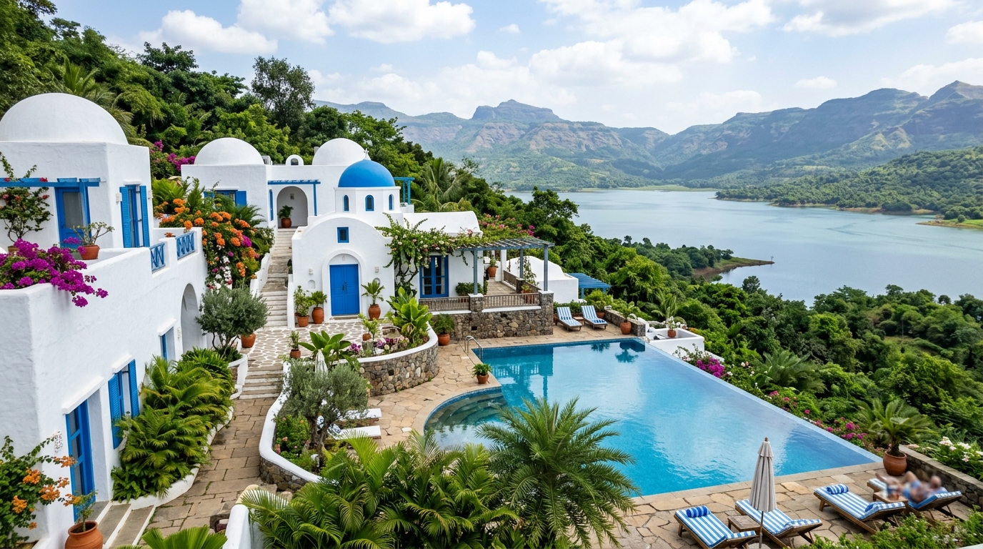 SaffronStays Kairos Greek Village Karjat