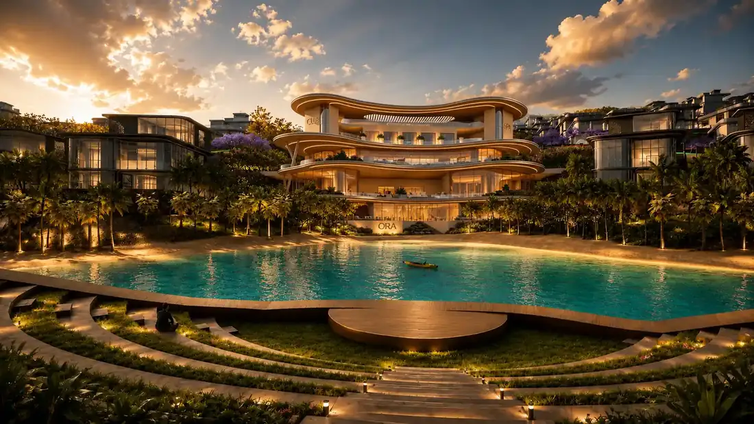 60,000 sq ft crystal lagoon and clubhouse at BluBay Karjat