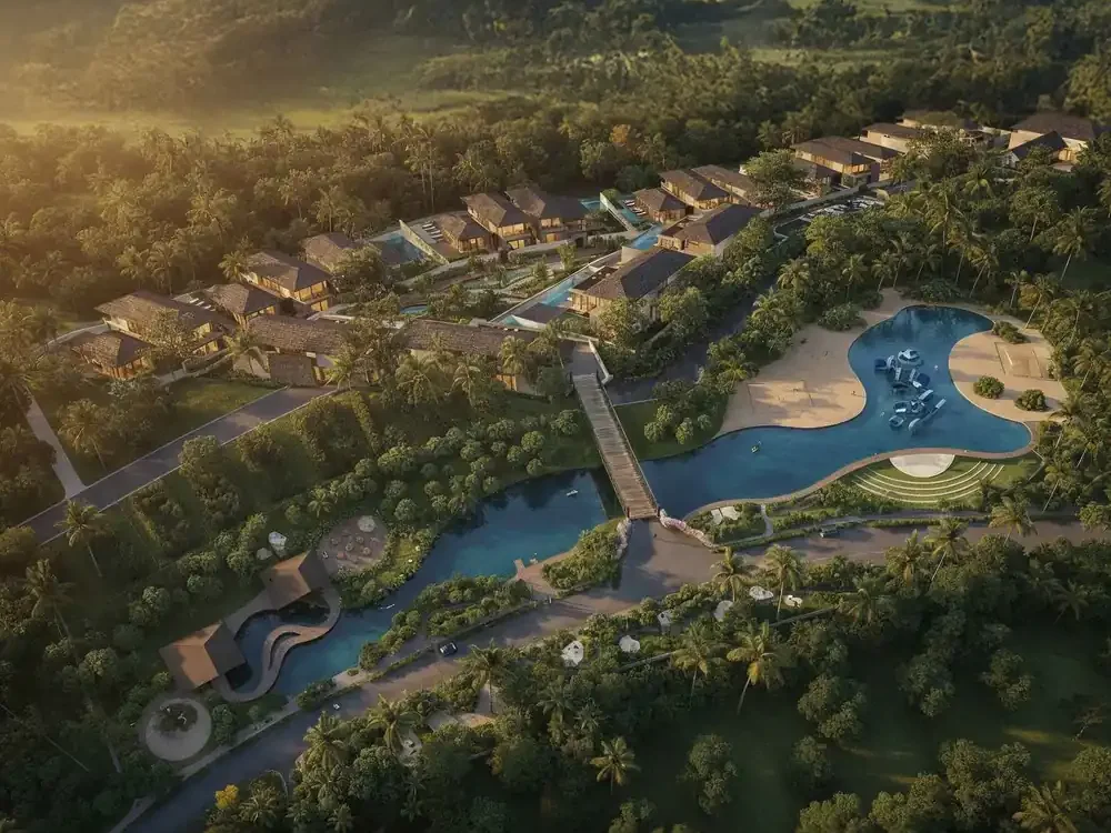 Aerial layout of BluBay residential villa project in Karjat