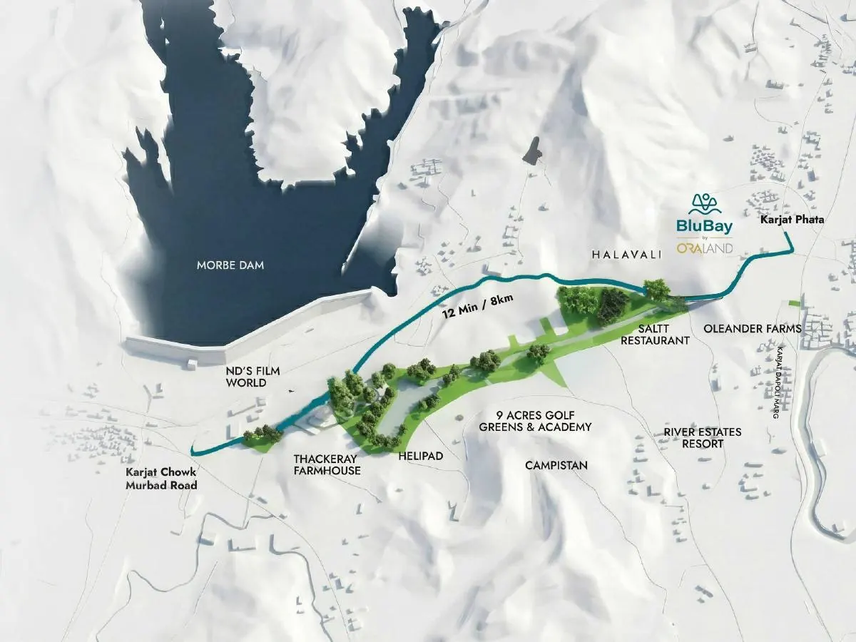 Captain's Corridor location map showing BluBay by ORA Land in Halivali Karjat