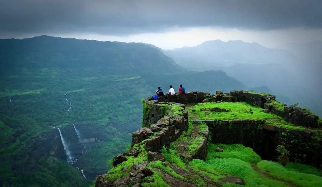 Dramatic ramparts of Shrivardhan and Manoranjan at Rajmachi Fort
